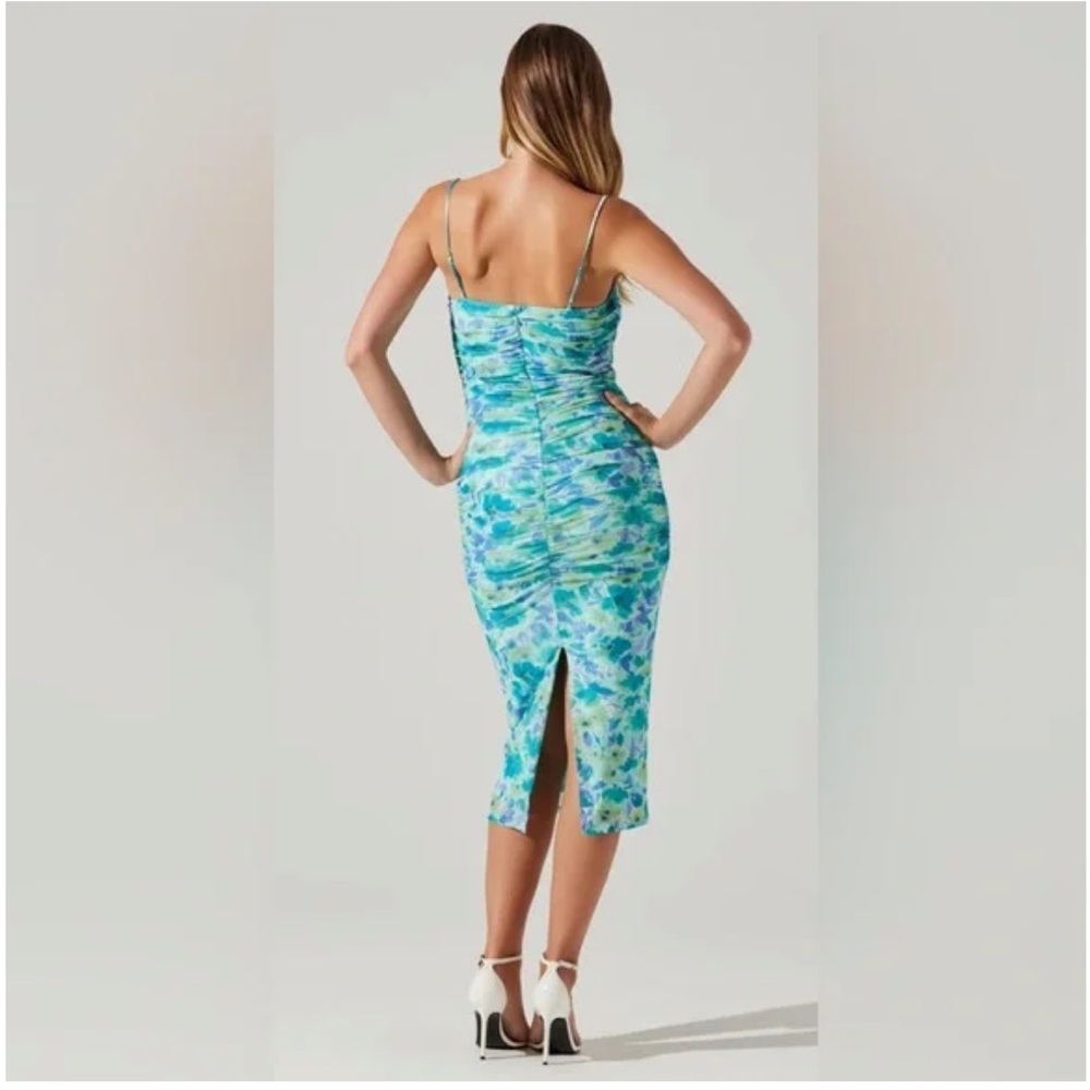 ASTR Malta Ruched Mesh Bodycon Dress - M - Picture 2 of 9